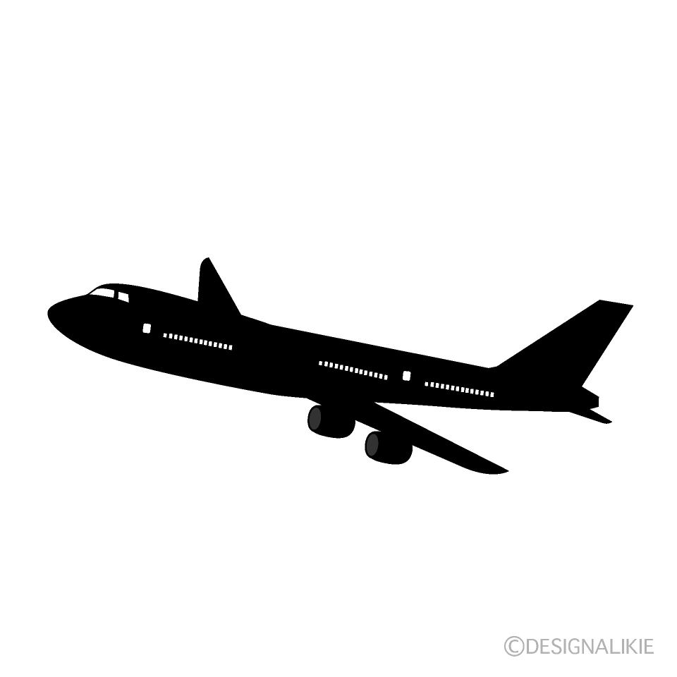 白黒の飛行機イラストのフリー素材 イラストイメージ