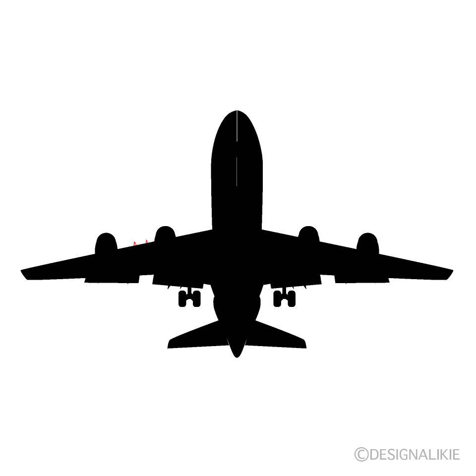 下から見た飛行機シルエットイラストのフリー素材 イラストイメージ