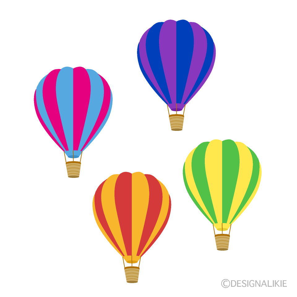 たくさんの空飛ぶ気球イラストのフリー素材 イラストイメージ