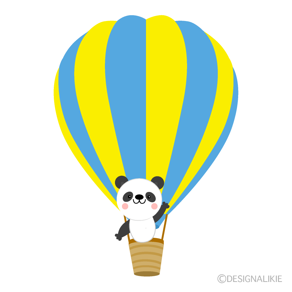 気球に乗ったパンダの無料イラスト素材 イラストイメージ