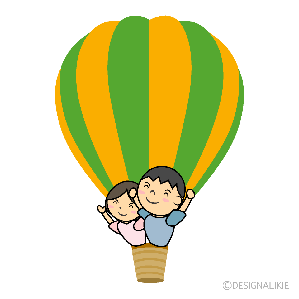 気球に乗った子供イラストのフリー素材 イラストイメージ