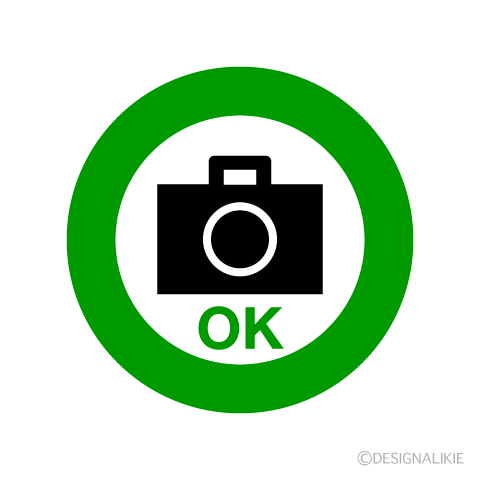 カメラ撮影okマークイラストのフリー素材 イラストイメージ