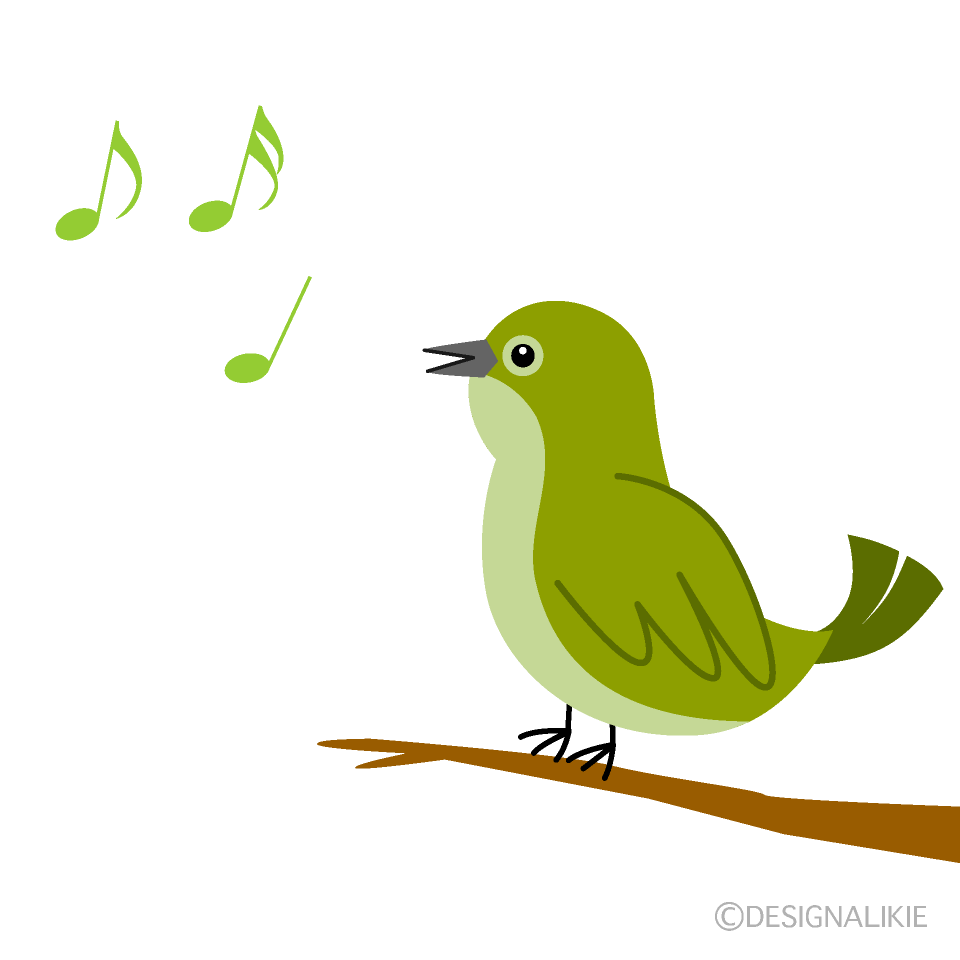 歌う可愛いウグイスの無料イラスト素材 イラストイメージ