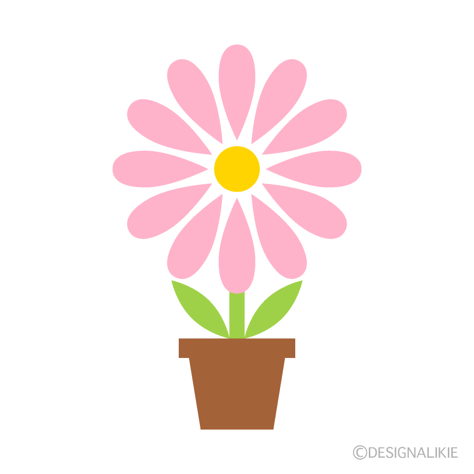可愛い植木鉢のピンクの花イラストのフリー素材 イラストイメージ