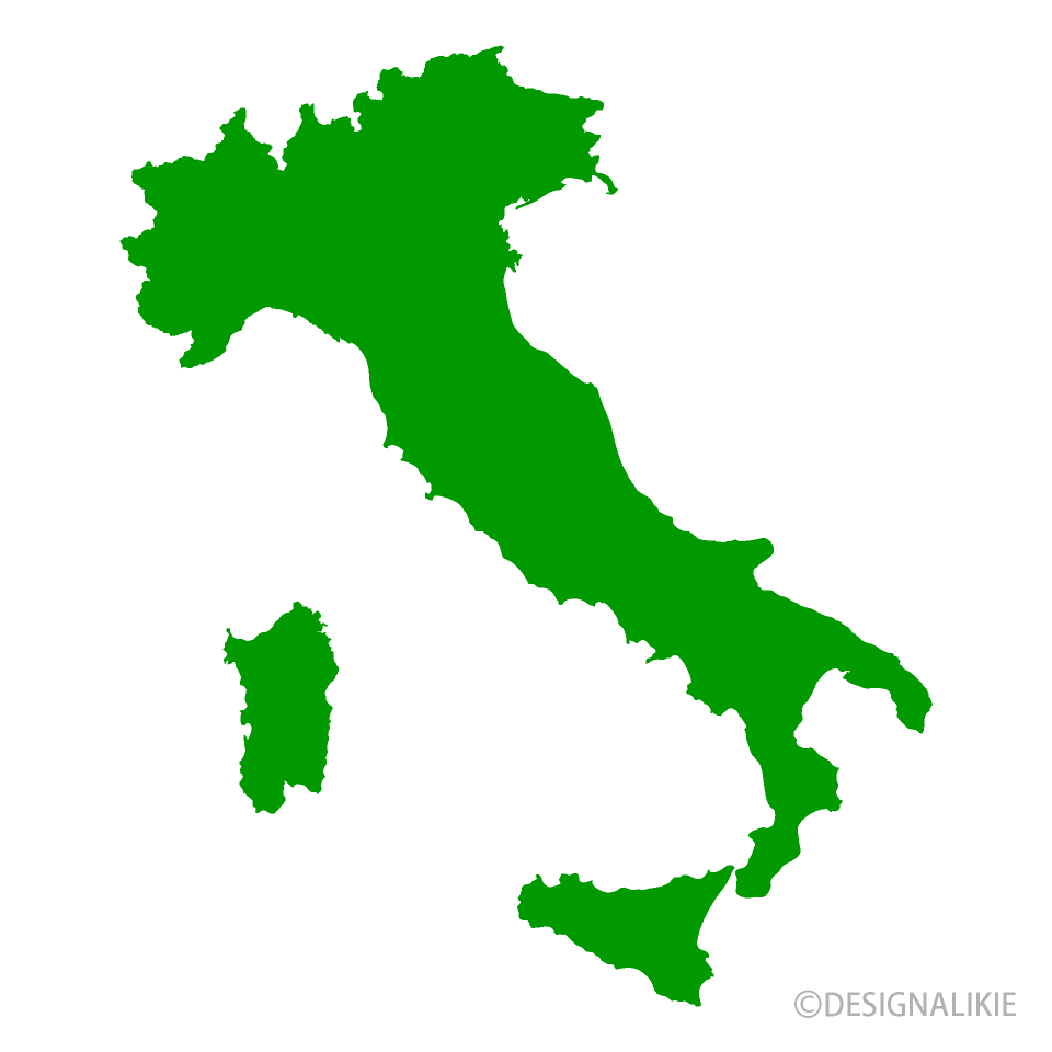 イタリア地図のシルエットイラストのフリー素材 イラストイメージ