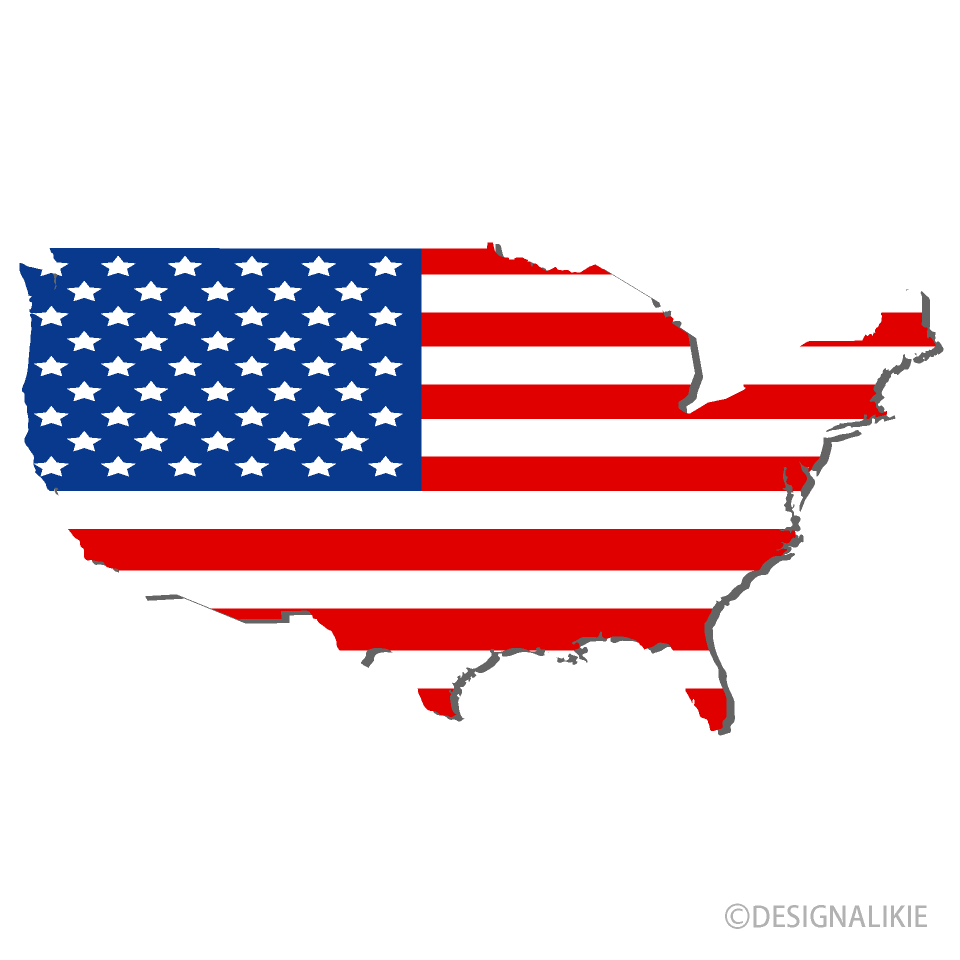 アメリカ国旗の地図イラストのフリー素材 イラストイメージ