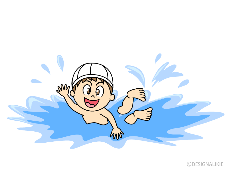 水泳を楽しむ小学生の男の子の無料イラスト素材 イラストイメージ