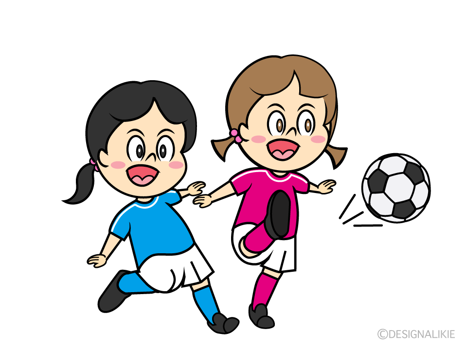 サッカーの試合をする女の子イラストのフリー素材 イラストイメージ