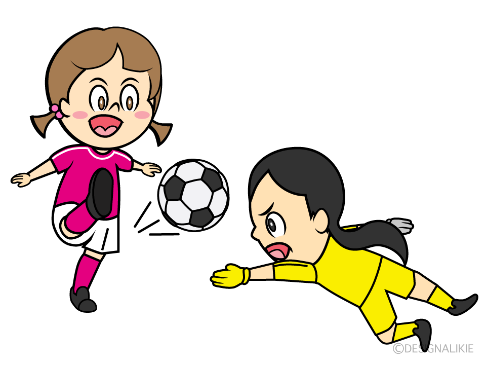 シュートする女子サッカー選手の無料イラスト素材 イラストイメージ