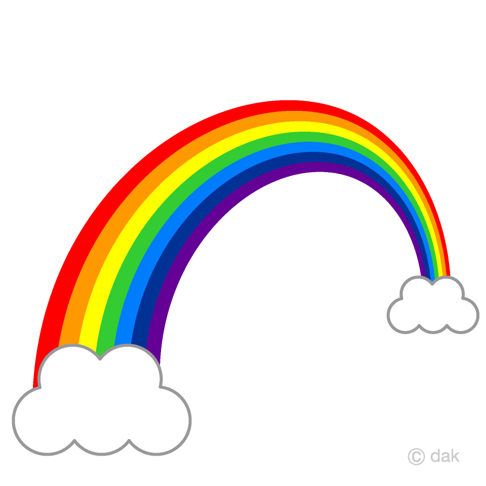 奥行きのある虹と雲イラストのフリー素材 イラストイメージ