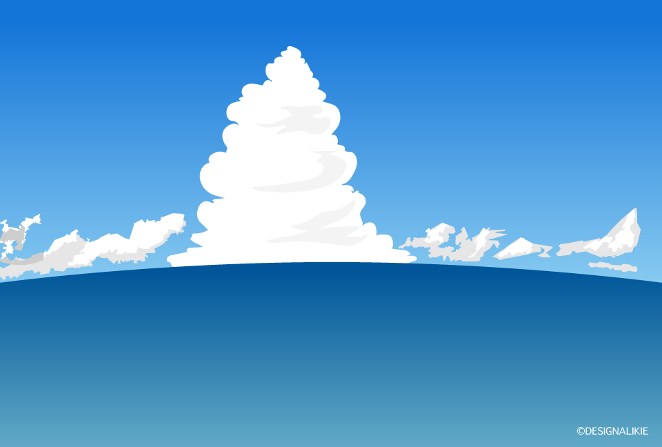 入道雲と海イラストのフリー素材 イラストイメージ
