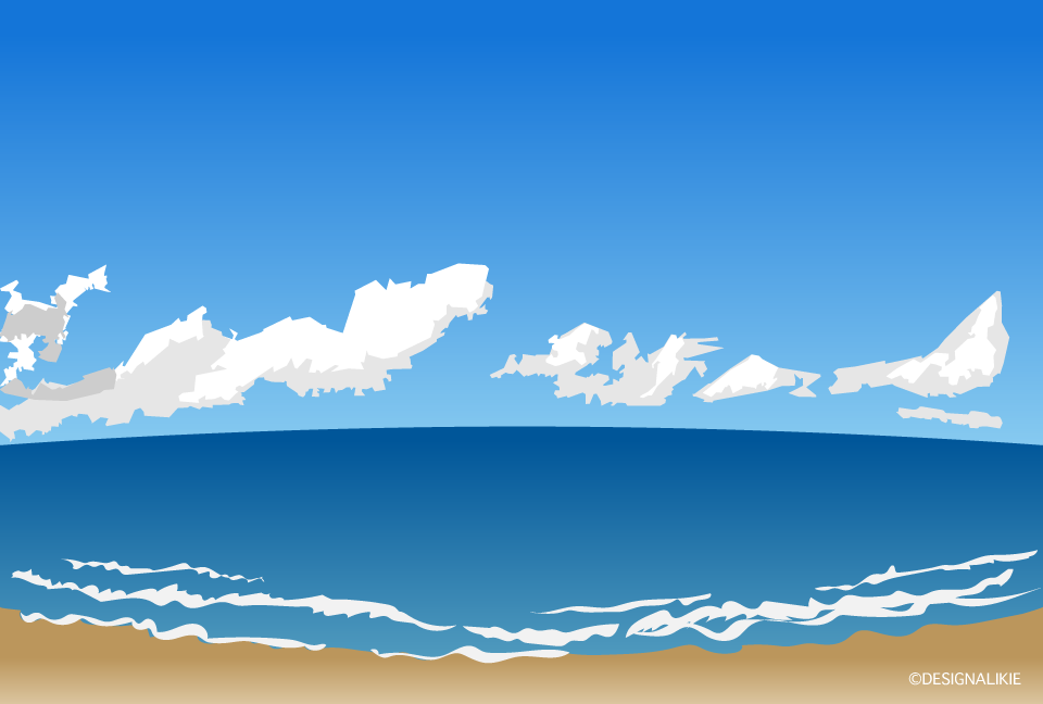 海と浜辺イラストのフリー素材 イラストイメージ