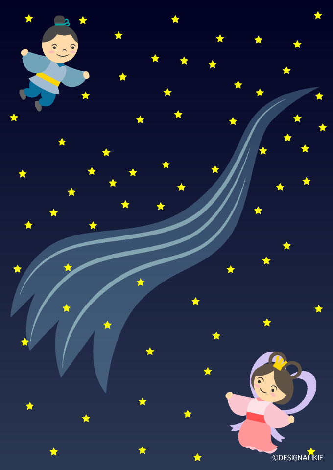天の川の織姫と彦星の無料イラスト素材 イラストイメージ