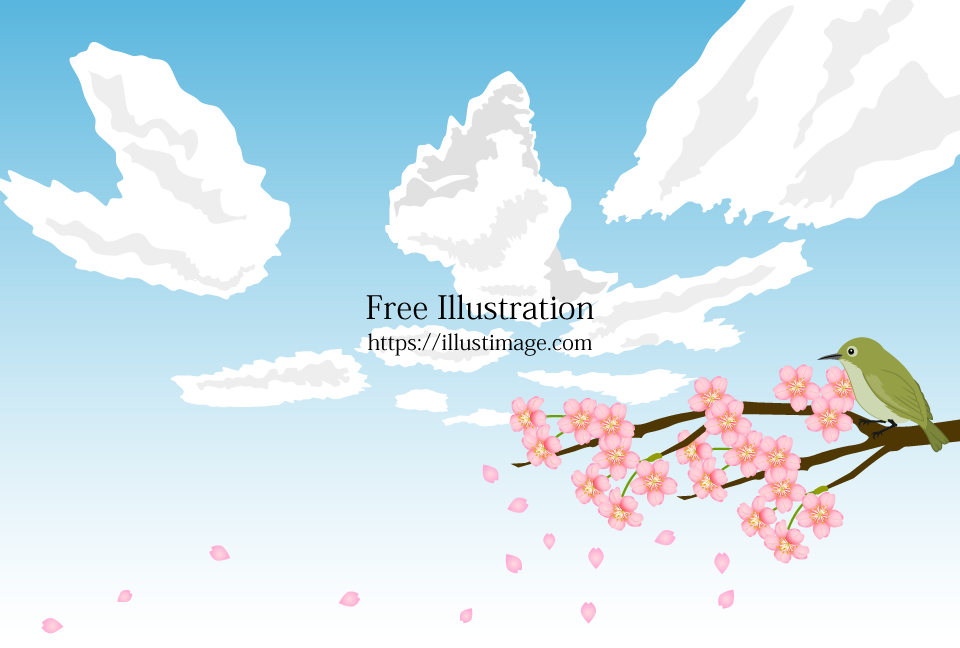 桜の花と春の空の無料イラスト素材 イラストイメージ