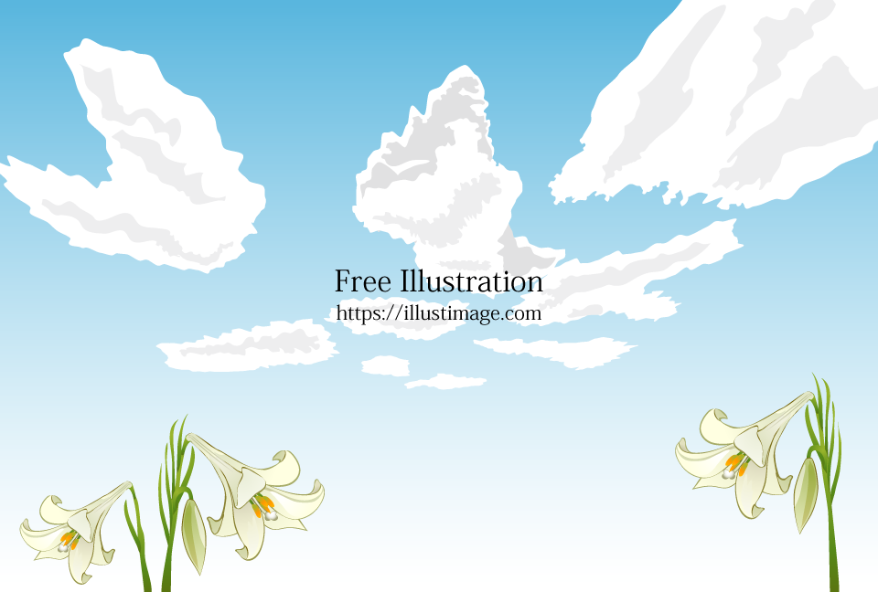 百合の花と空の無料イラスト素材 イラストイメージ