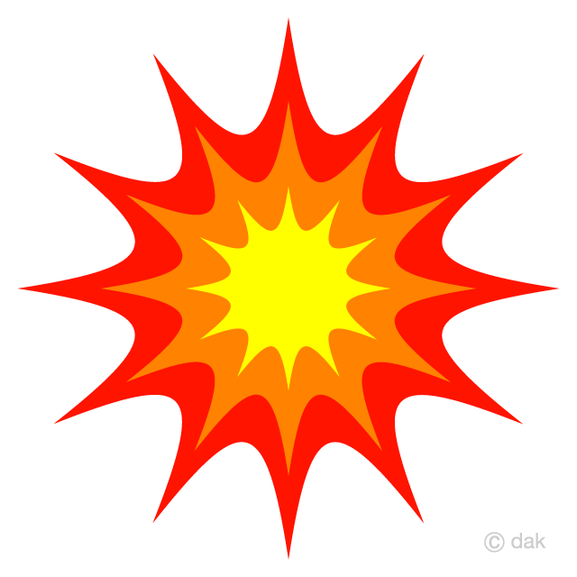オレンジ色の爆発マークイラストのフリー素材 イラストイメージ