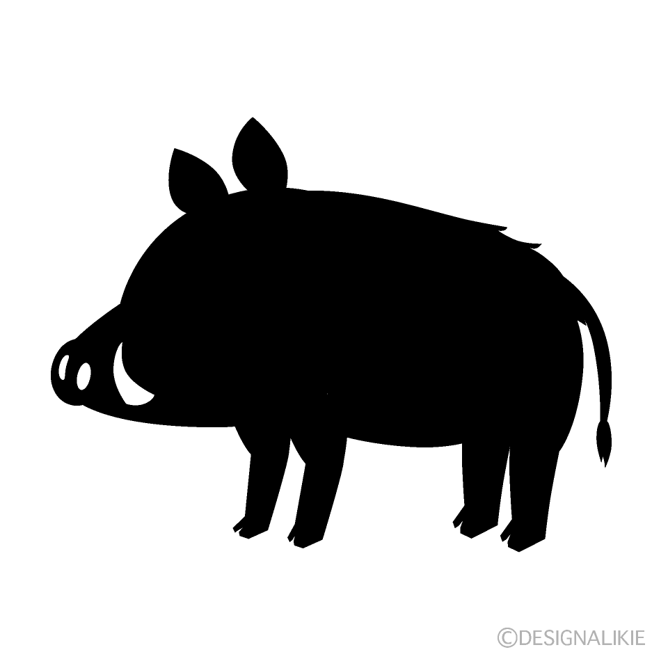 猪シルエットイラストのフリー素材 イラストイメージ