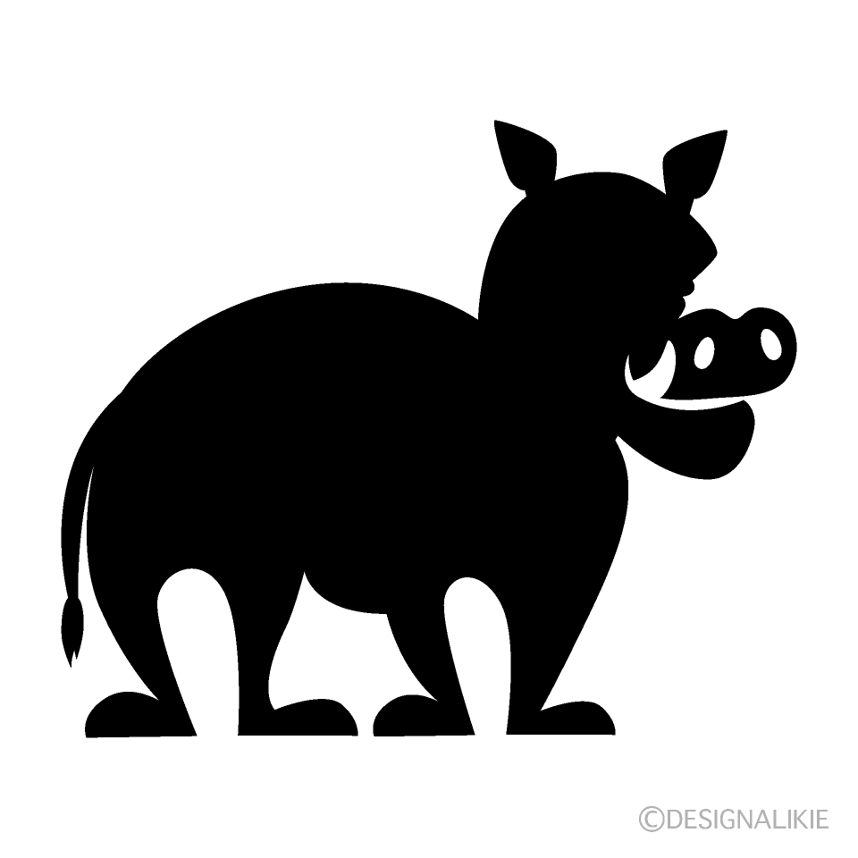 猪シルエットキャラクターイラストのフリー素材 イラストイメージ