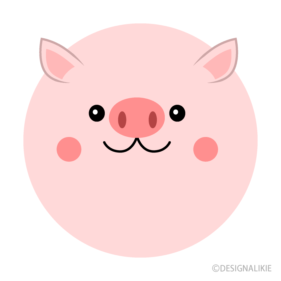 丸い豚の顔の無料イラスト素材 イラストイメージ