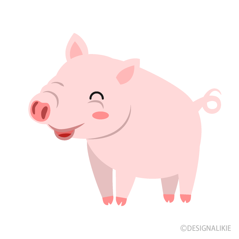 笑った豚の無料イラスト素材 イラストイメージ