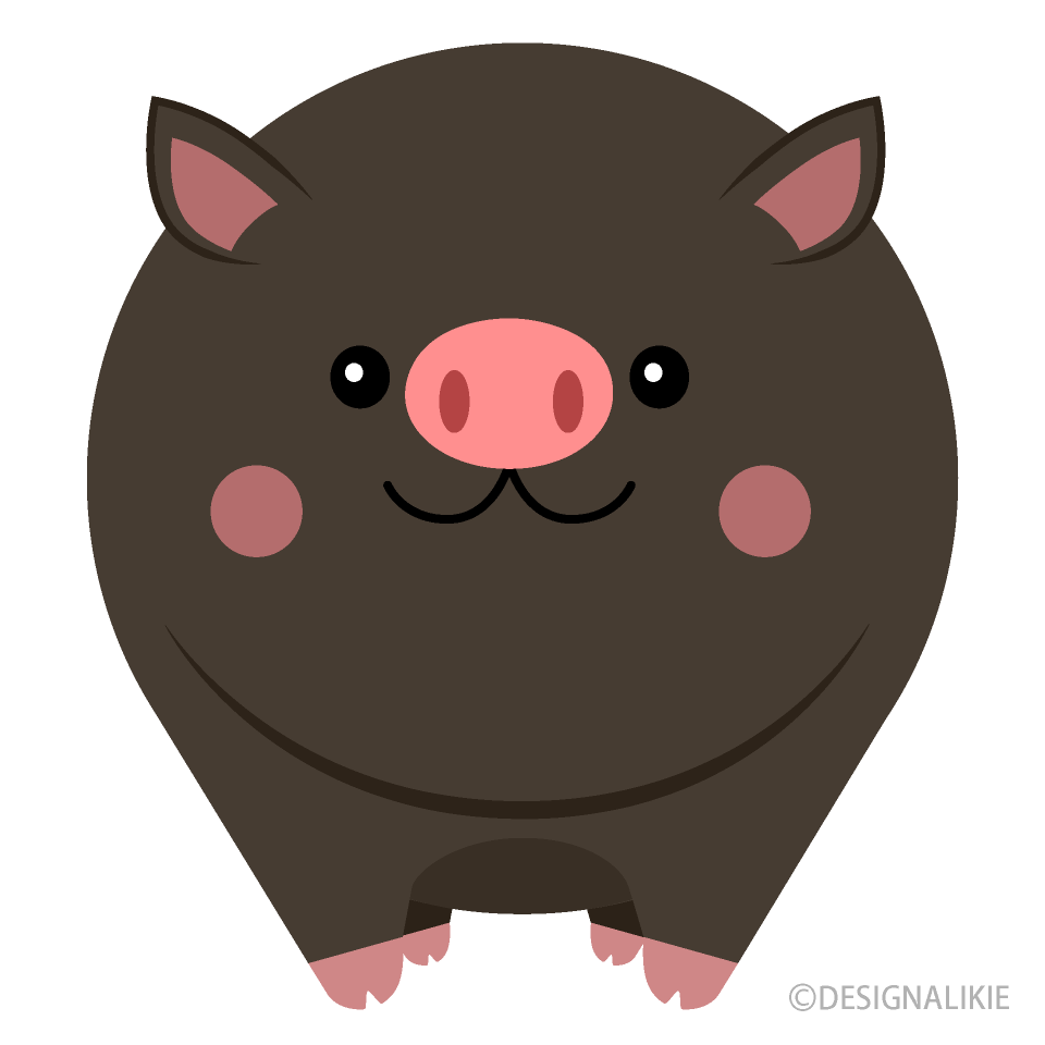 丸々とした黒豚の無料イラスト素材 イラストイメージ