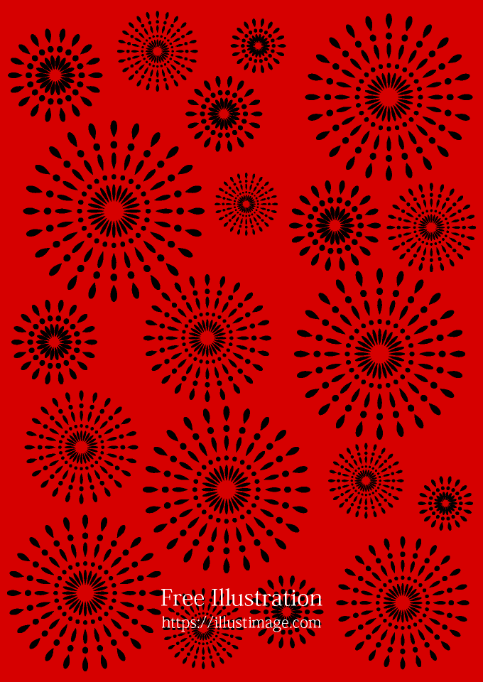 花火模様の赤色壁紙の無料イラスト素材 イラストイメージ