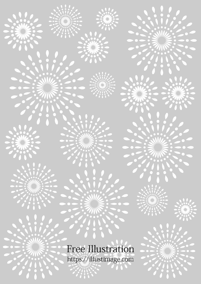 白色の花火模様の無料イラスト素材 イラストイメージ
