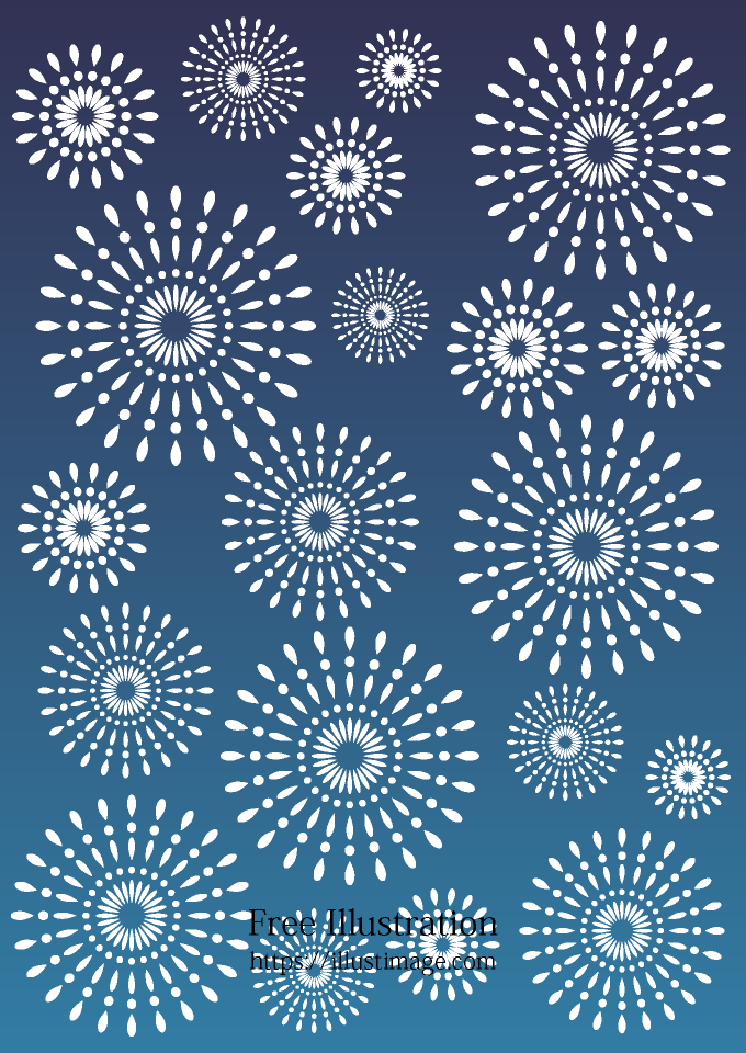シルエットの花火模様イラストのフリー素材 イラストイメージ
