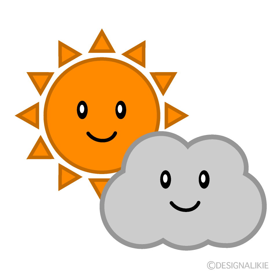 太陽と雲のキャラクターイラストのフリー素材 イラストイメージ