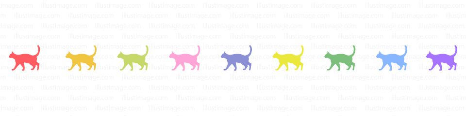 カラフルな猫シルエットのライン 線の無料イラスト素材 イラストイメージ