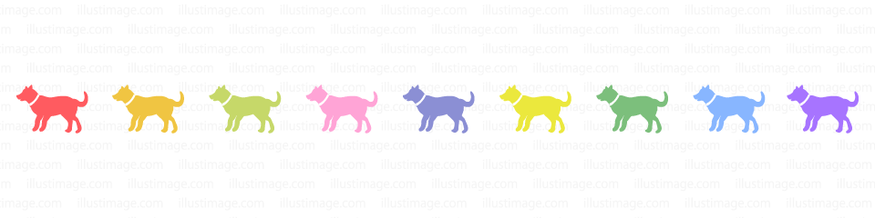 カルフルな犬シルエットのライン 線イラストのフリー素材 イラストイメージ