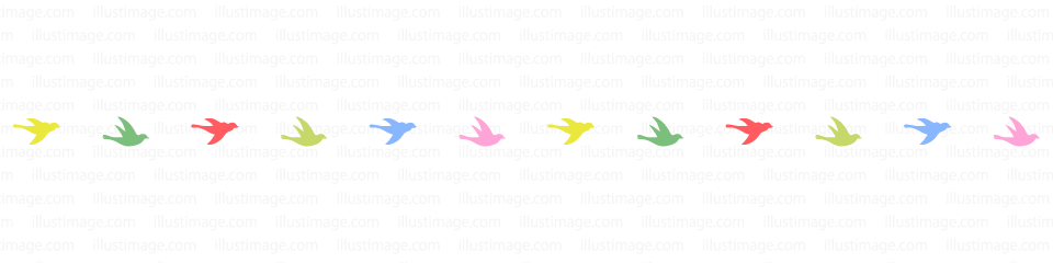 飛ぶ小鳥シルエットのカラフルなライン 線の無料イラスト素材 イラストイメージ