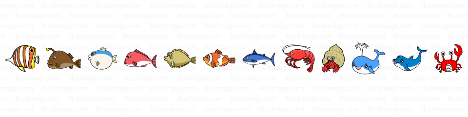 魚のライン 線イラストのフリー素材 イラストイメージ