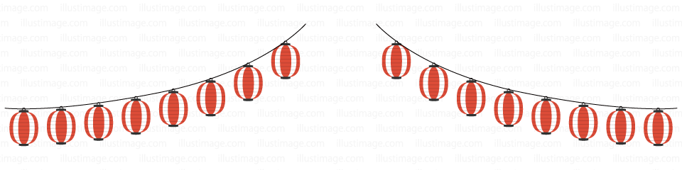 盆踊りの赤提灯ライン線イラストのフリー素材 イラストイメージ