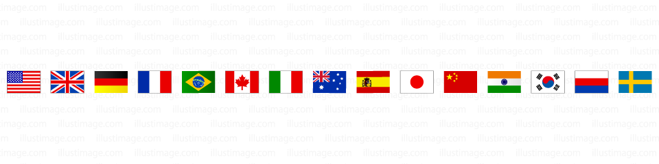 世界の国旗ライン線イラストのフリー素材 イラストイメージ