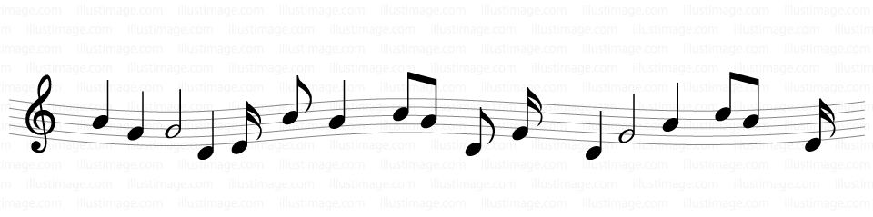 楽譜音符のライン線イラストのフリー素材 イラストイメージ