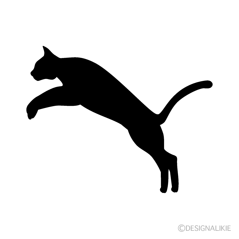 飛びかかる猫シルエットの無料イラスト素材 イラストイメージ