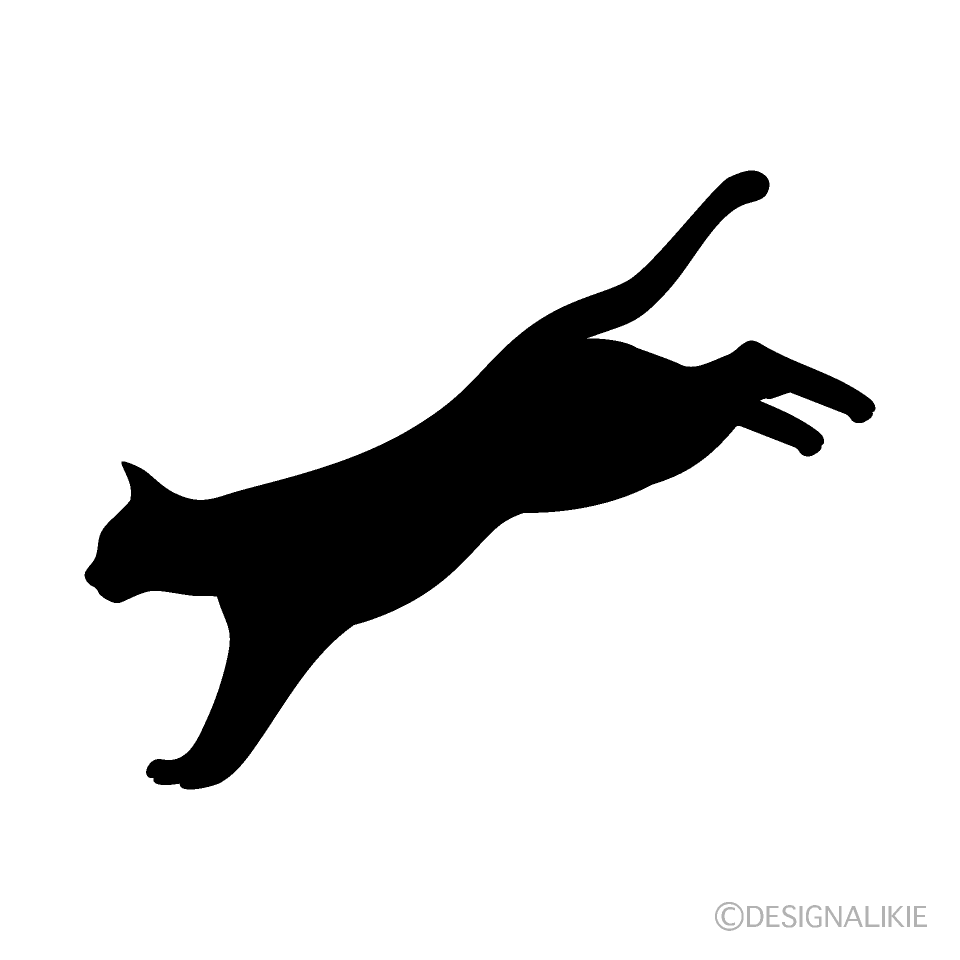着地する猫シルエットの無料イラスト素材 イラストイメージ