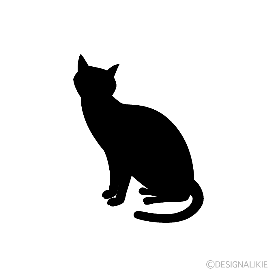振り向く猫シルエットの無料イラスト素材 イラストイメージ