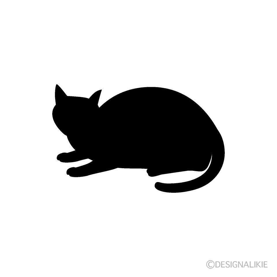 くつろぐ猫シルエットイラストのフリー素材 イラストイメージ