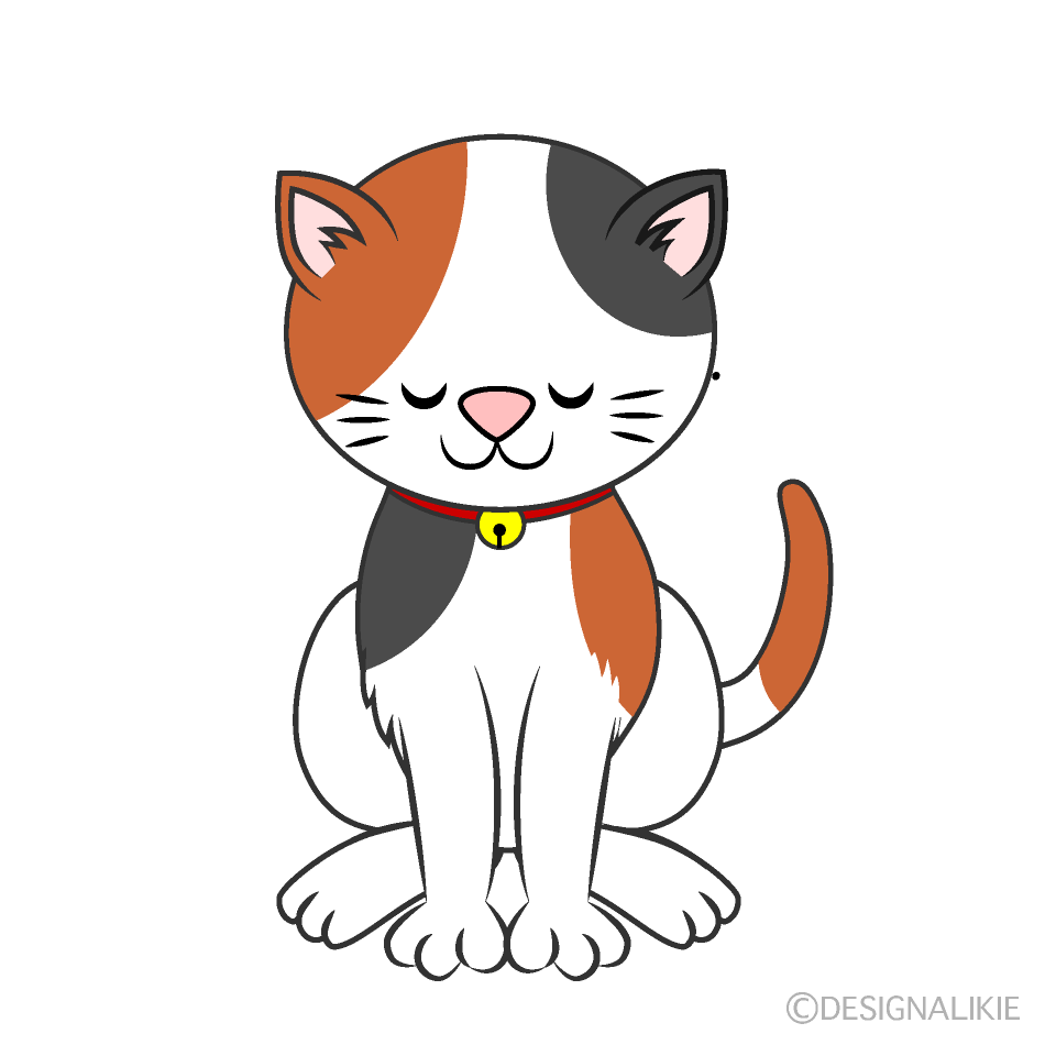 お辞儀する三毛猫イラストのフリー素材 イラストイメージ