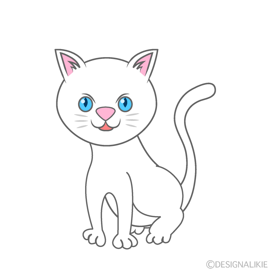 ハンドメイド 手描きイラスト 向日葵と白猫