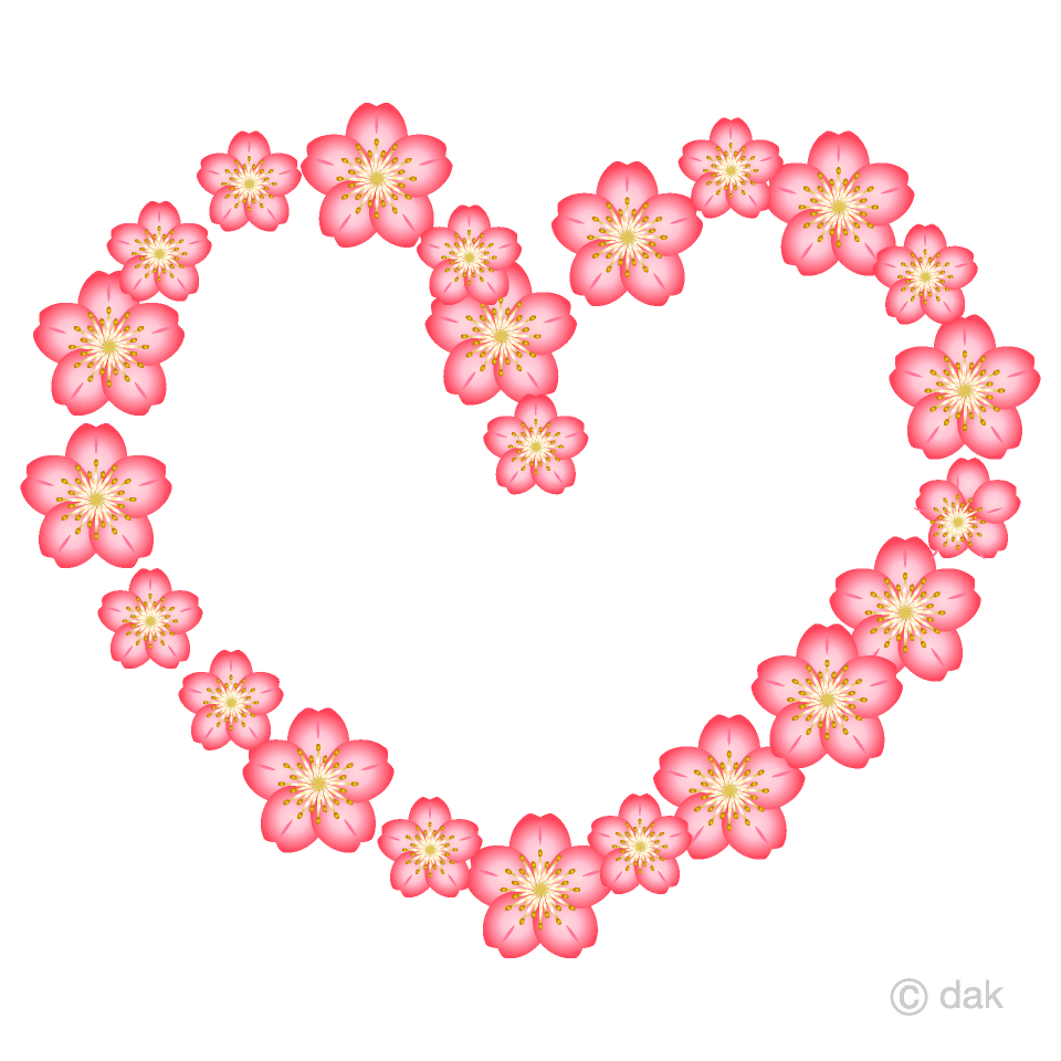 桜の花のハートマークの無料イラスト素材 イラストイメージ