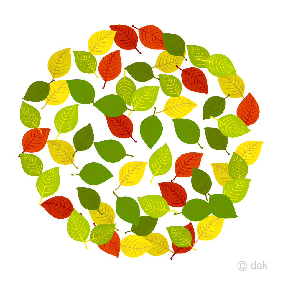 色とりどりの葉っぱサークルの無料イラスト素材 イラストイメージ