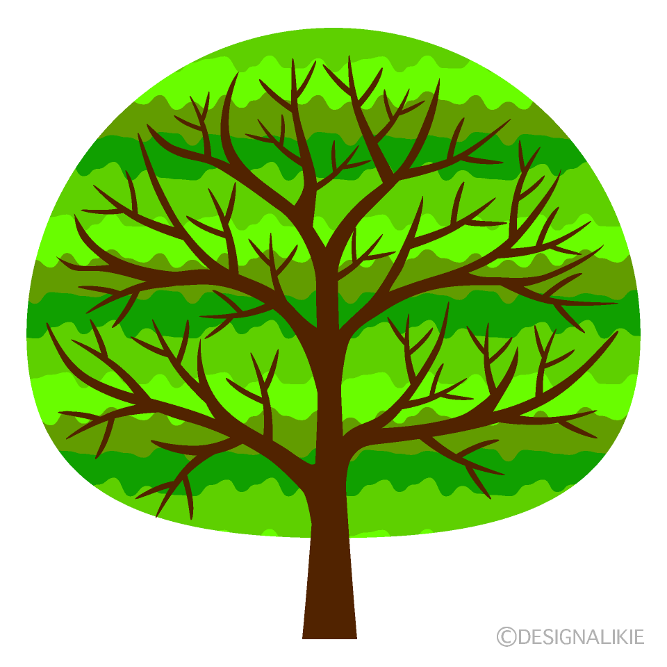 おしゃれな緑色の木イラストのフリー素材 イラストイメージ