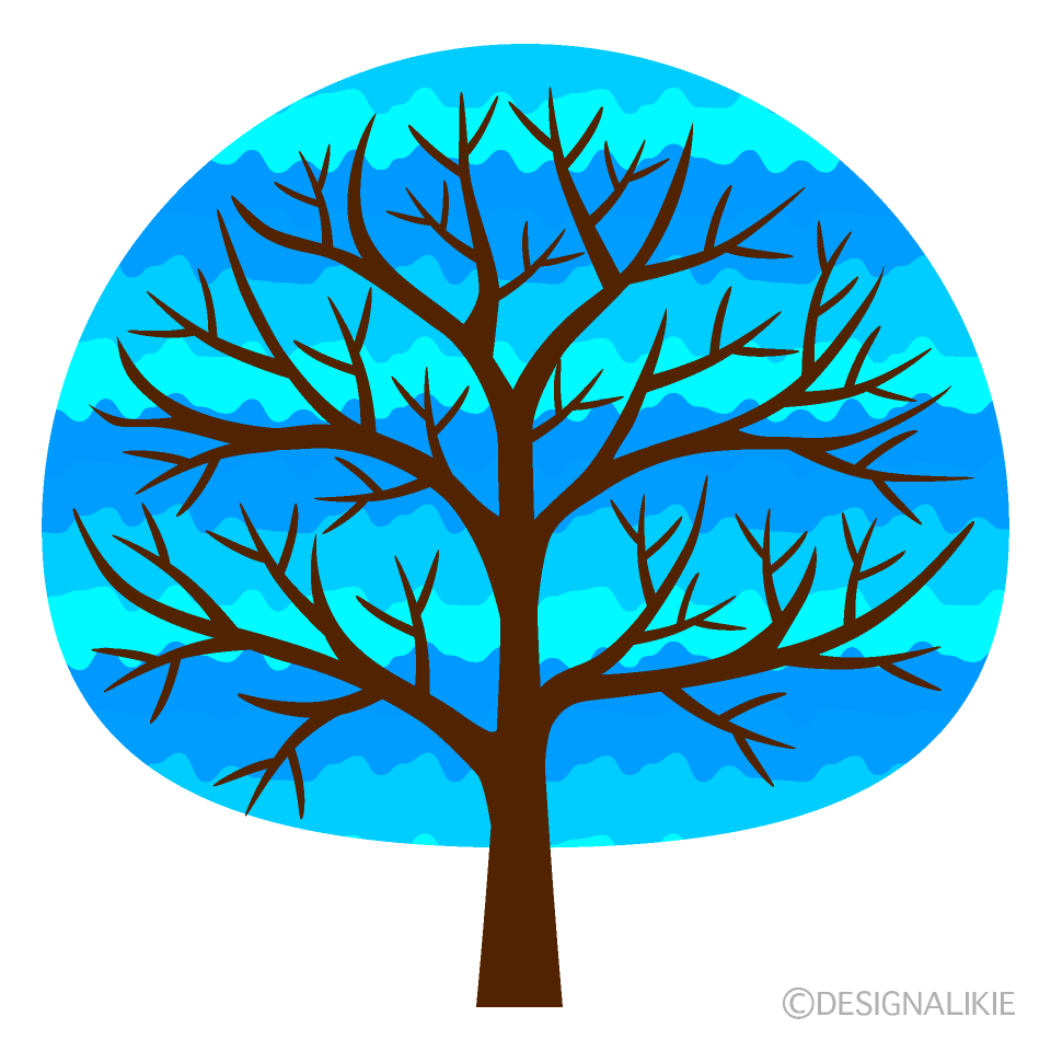 おしゃれな青色の木イラストのフリー素材 イラストイメージ