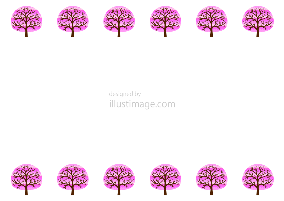 桜並木フレームの無料イラスト素材 イラストイメージ