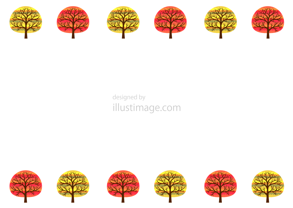 紅葉した木フレームイラストのフリー素材 イラストイメージ