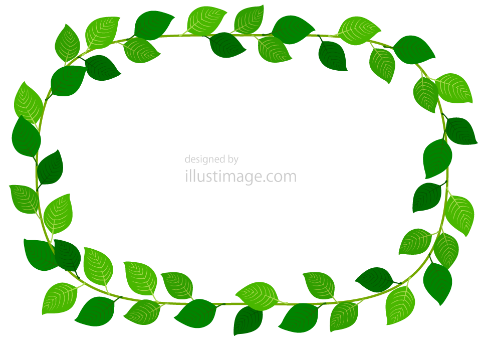 葉っぱの四角リースイラストのフリー素材 イラストイメージ