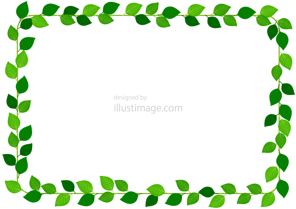 緑色の葉っぱフレームの無料イラスト素材 イラストイメージ
